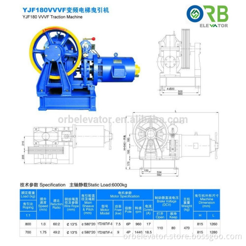 Elevator traction motor VVVF geared machine